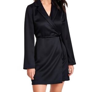 Bar III Black Sheath Midi Dress with Notched Collar, PXS